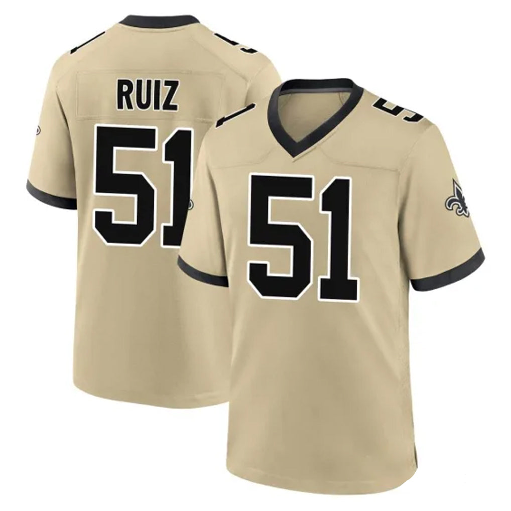 NO.Saints #51 Cesar Ruiz Player Gold Home Game Edoa Stitched Jerseys