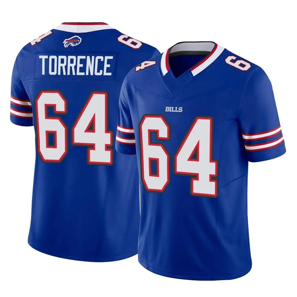 B.Bills #64 O'Cyrus Torrence Player Royal Vapor F.U.S.E. Limited Home Game Edoa Stitched Jerseys