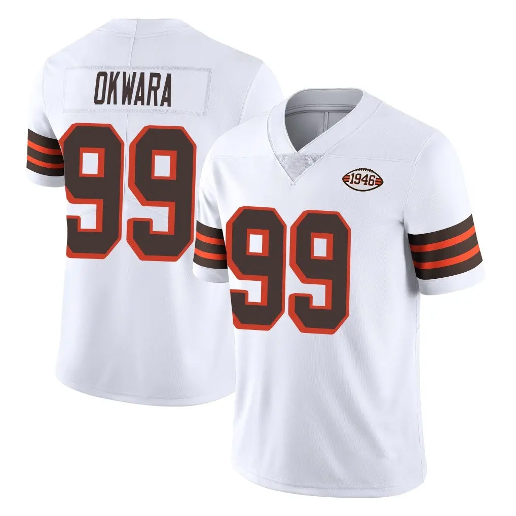 C.Browns #99 Julian Okwara Player White Limited  Vapor 1946 Collection Alternate Game Edoa Stitched Jerseys