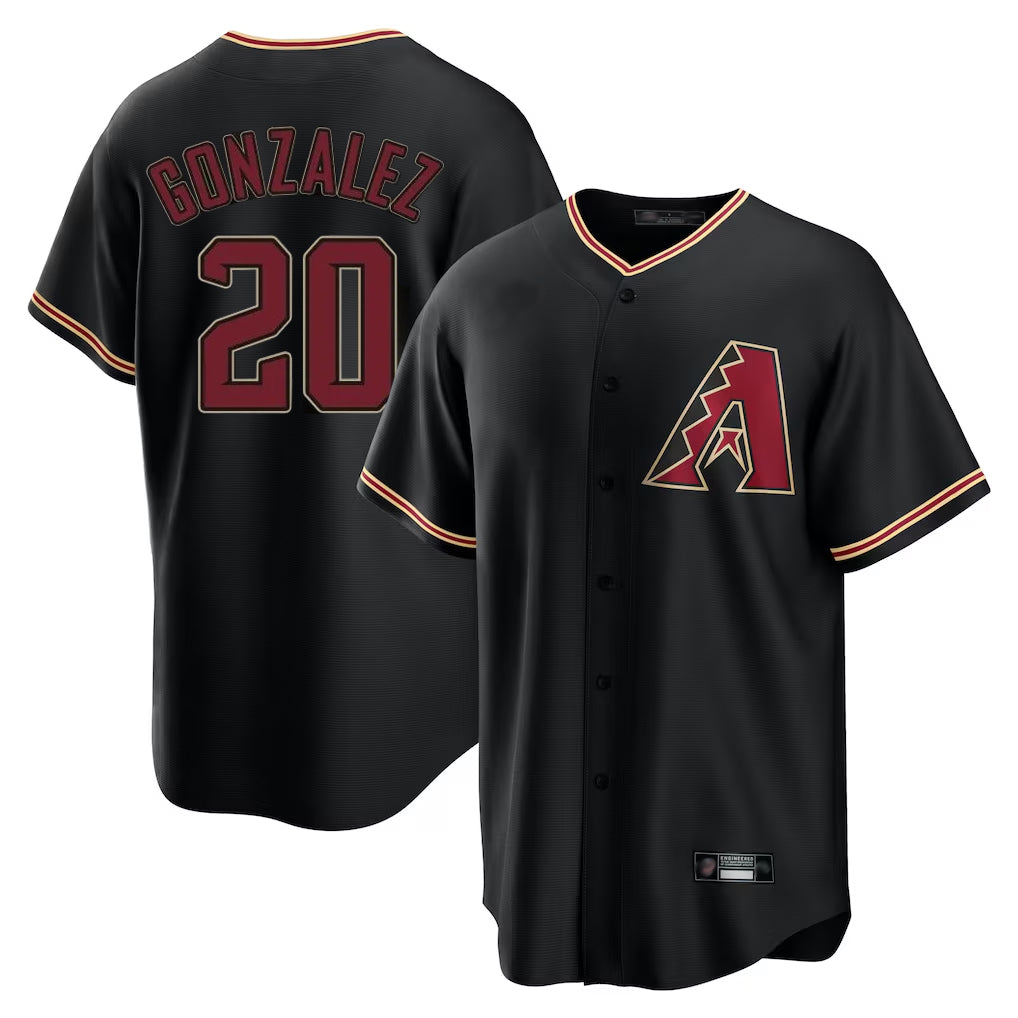 A.Diamondbacks #20 Luis Gonzalez Player Black Limited Home Edoa Stitched Jerseys