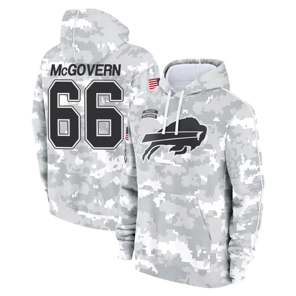 B.Bills #66 Connor McGovern Player Arctic Camo Salute to Service Hoodies Edoa Stitched Jerseys