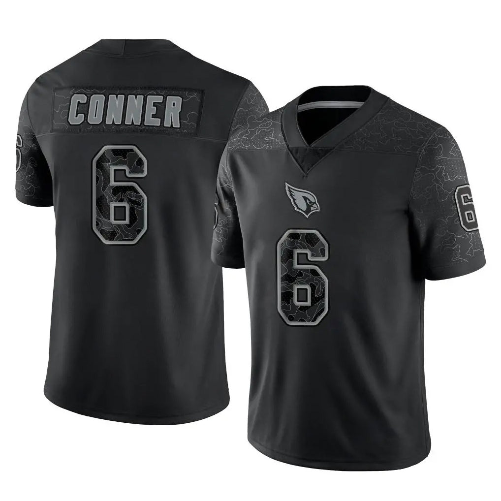 A.Cardinals #6 James Conner Player Black RFLCTV Limited Home Game Edoa Stitched Jerseys