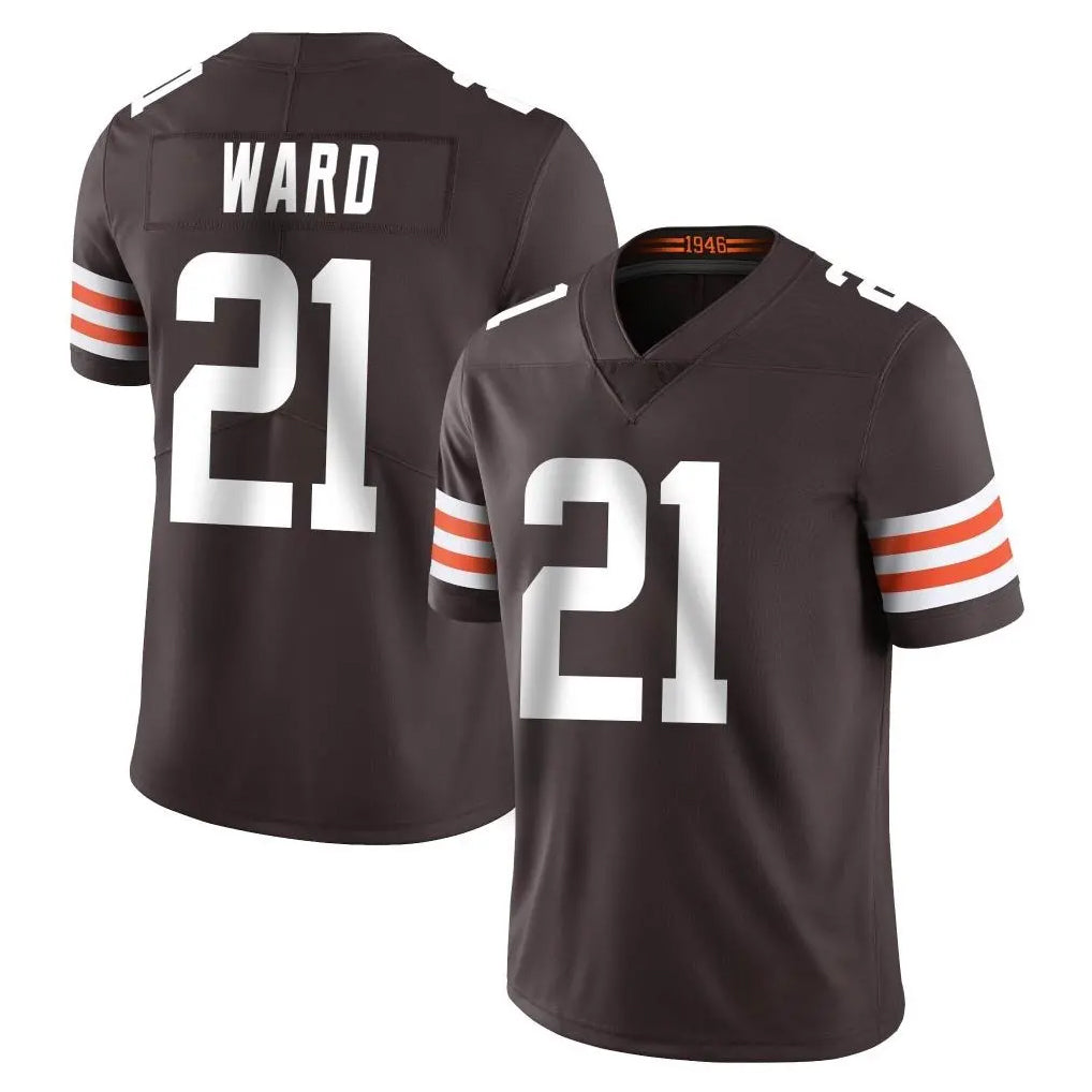 C.Browns #21 Denzel Ward Player Brown Color Vapor Untouchable Limited Home Game Edoa Stitched Jerseys