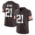 C.Browns #21 Denzel Ward Player Brown Color Vapor Untouchable Limited Home Game Edoa Stitched Jerseys