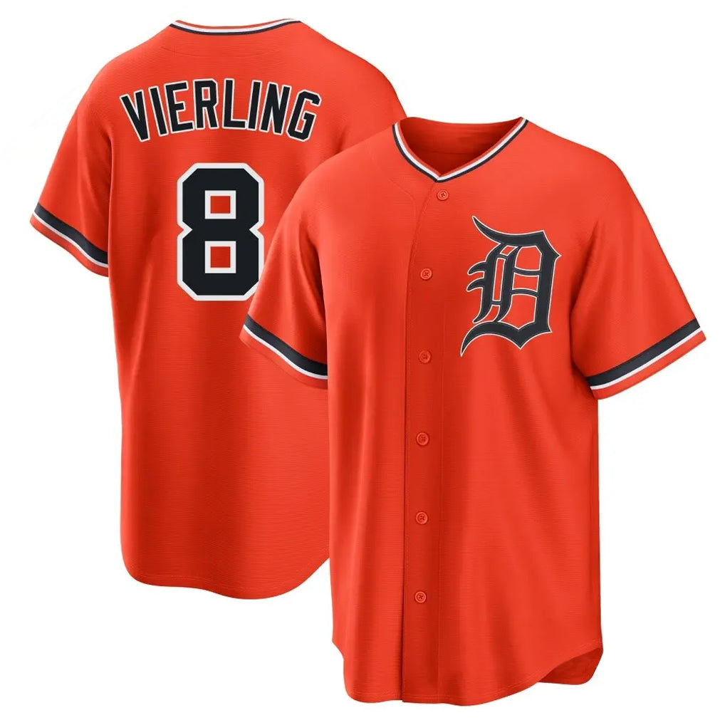 D.Tigers #8 Matt Vierling Player Orange Home Game Edoa Stitched Jerseys