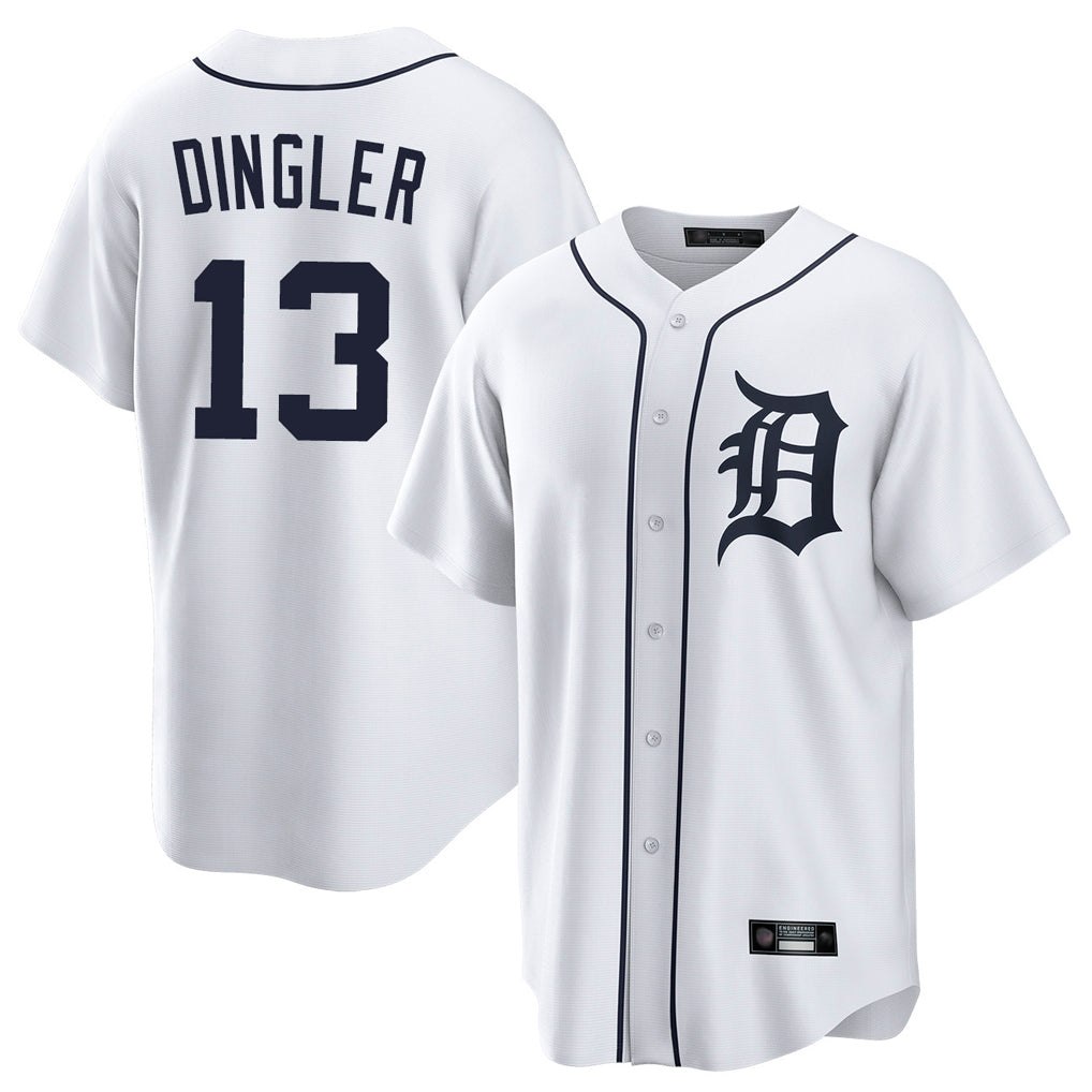D.Tigers #13 Dillon Dingler Player White Home Game Edoa Stitched Jerseys