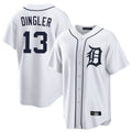 D.Tigers #13 Dillon Dingler Player White Home Game Edoa Stitched Jerseys