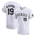 C.Rockies #19 Charlie Blackmon Player White Limited Elite Home Edoa Stitched Jerseys