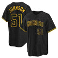 A.Diamondbacks #51 Randy Johnson Player Black Snake Skin City Home Game Edoa Stitched Jerseys