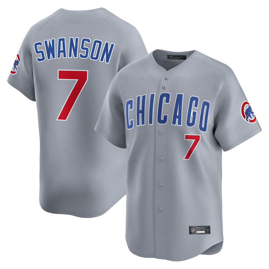 C.Cubs #7 Dansby Swanson Player Gray Road Limited Home Edoa Stitched Jerseys