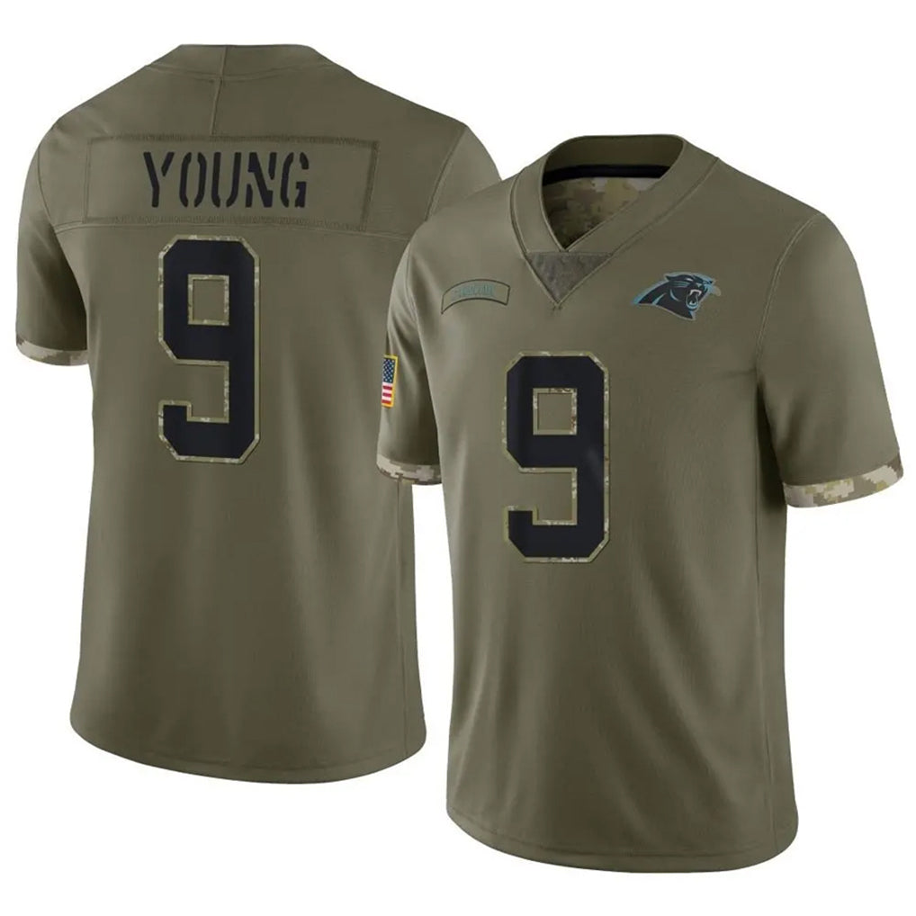 C.Panthers #9 Bryce Young Player Olive Salute To Service Limited Edoa Stitched Jerseys