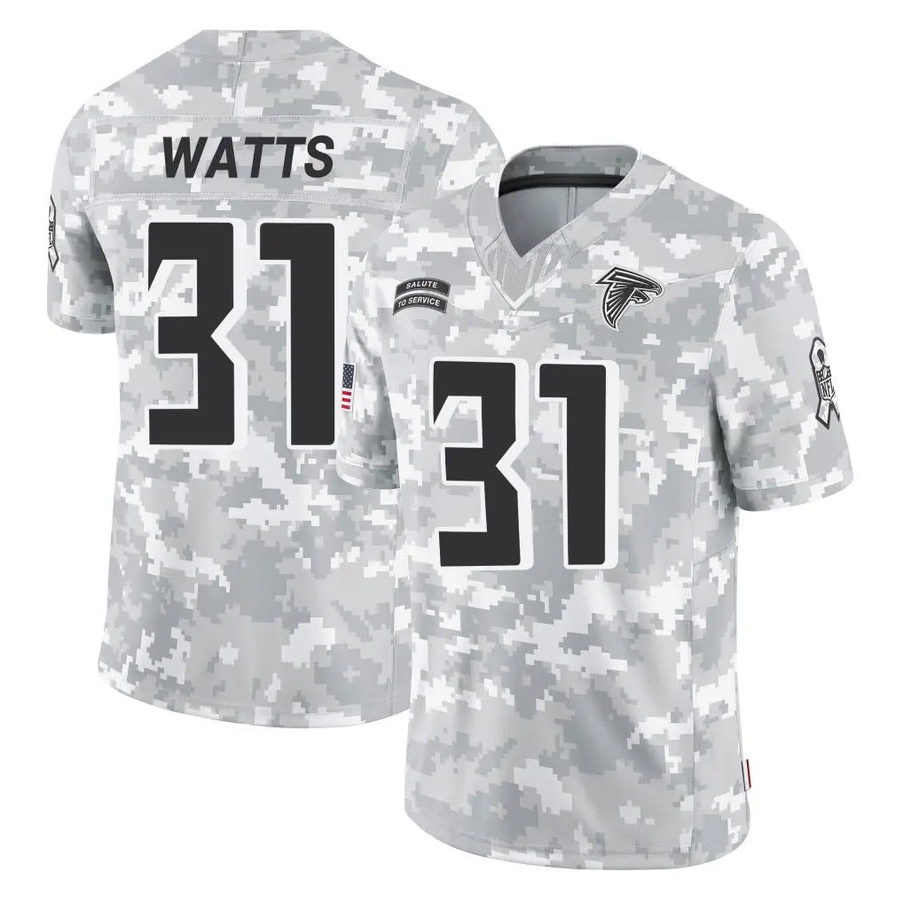 A.Falcons #31 Xavier Watts Player Camo Salute to Service Limited Edoa Stitched Jerseys