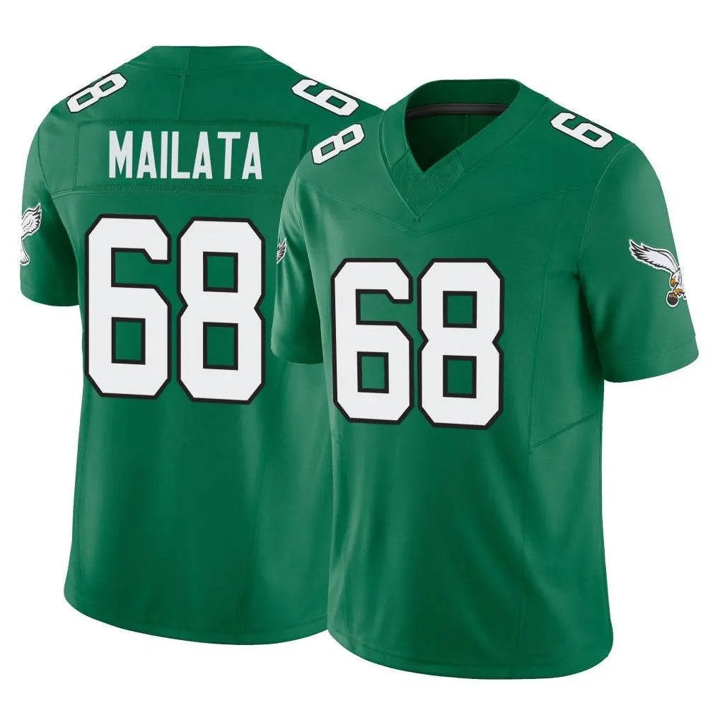 P.Eagles #68 Jordan Mailata Player Green Kelly Alternate Vapor F.U.S.E. Home Game Edoa Stitched Jerseys