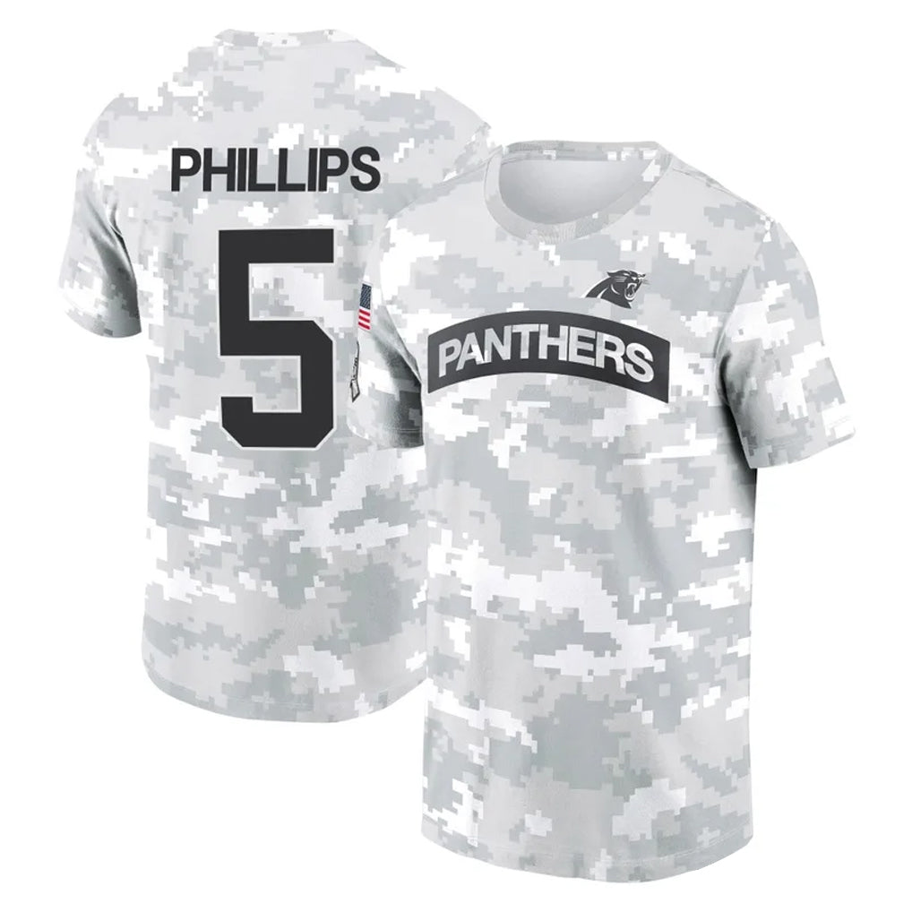 C.Panthers #5 Jaelan Phillips Player Arctic Camo Salute to Service T-Shirt Hoodies Edoa Stitched Jerseys