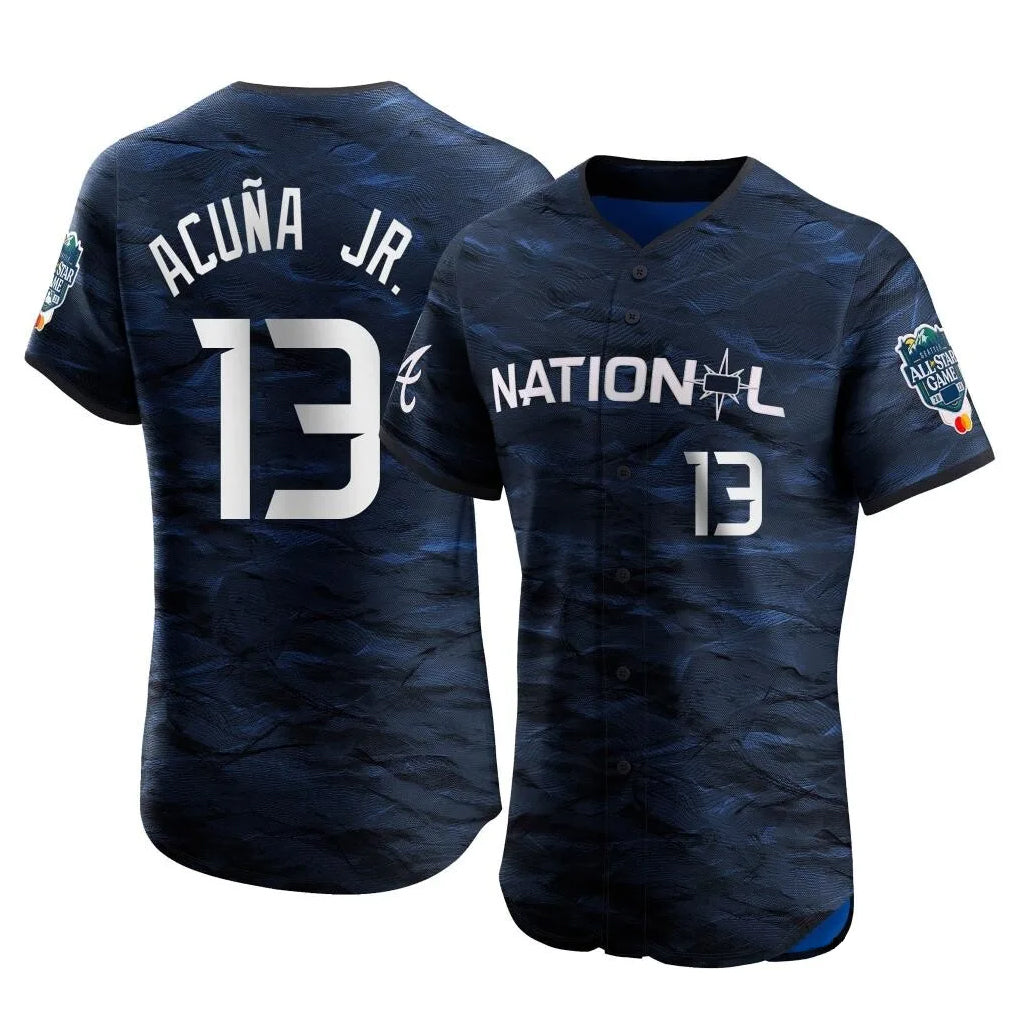 A.Braves #13 Ronald Acuna Jr Player Royal National League All-Star Limited Elite Home Game Edoa Stitched Jerseys
