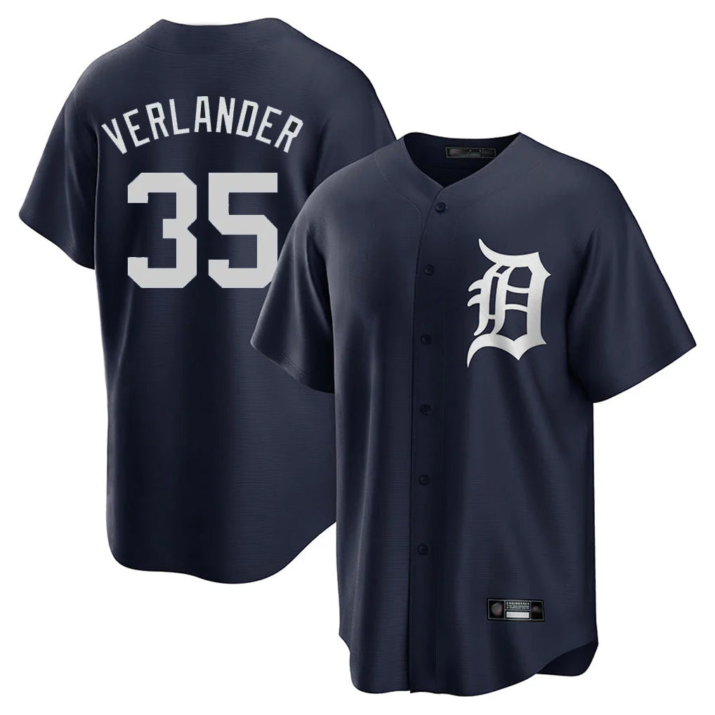 D.Tigers #35 Justin Verlander Player Navy Game Home Edoa Stitched Jerseys