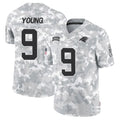 C.Panthers #9 Bryce Young Player Arctic Camo Salute to Service Limited Edoa Stitched Jerseys