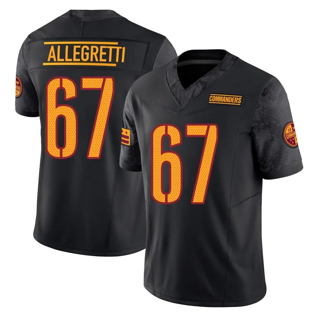 W.Commanders #67 Nick Allegretti Player Black Limited Vapor F.U.S.E. Home Game Edoa Stitched Jerseys