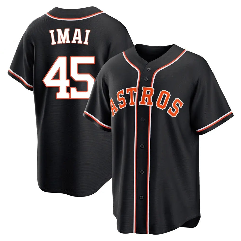 H.Astros #45 Tatsuya Imai Player Black Fashion Out Home Game Edoa Stitched Jerseys