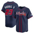 A.Braves #23 Michael Harris II Player Navy 2025 Speedway Classic Home Game Edoa Stitched Jerseys