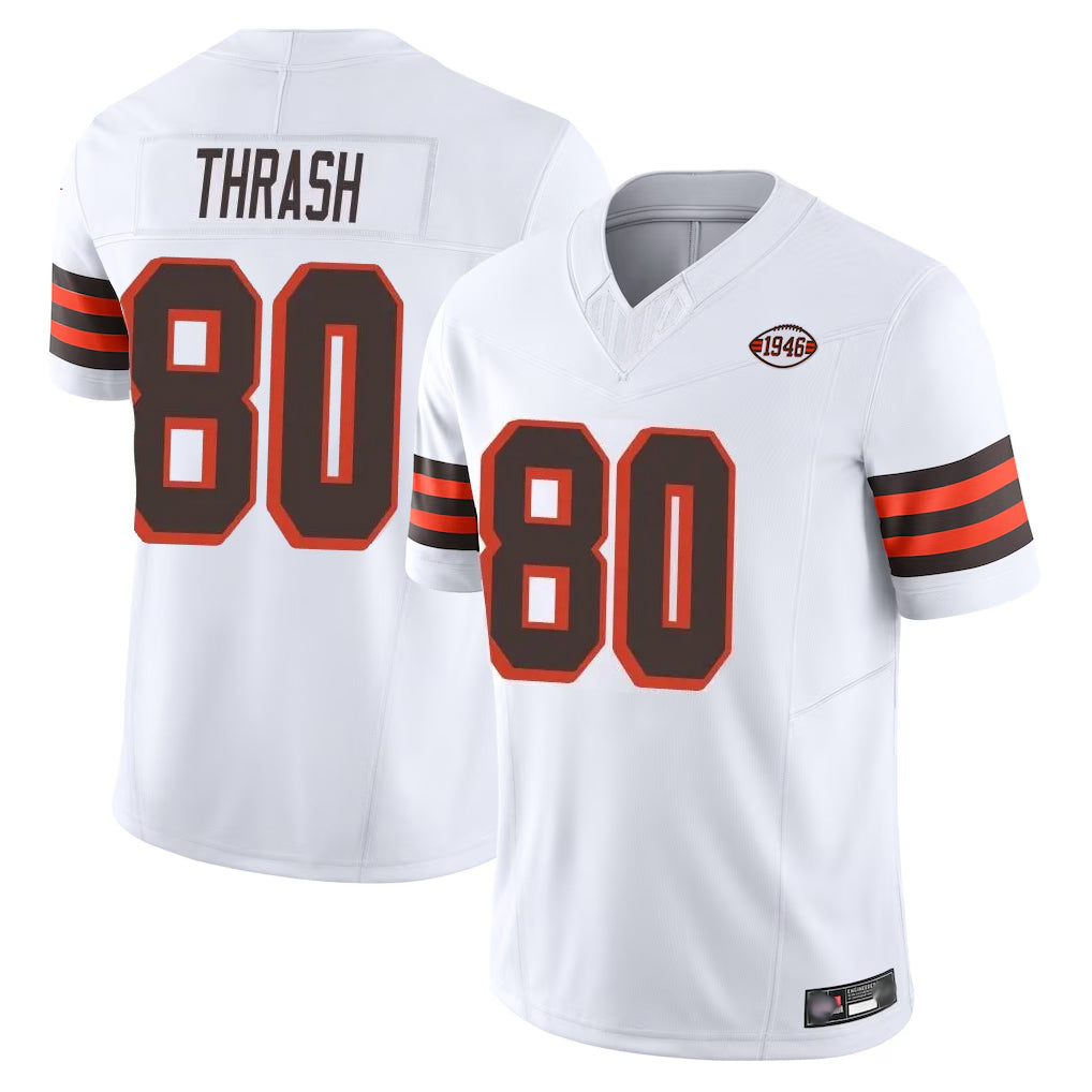 C.Browns #80 Jamari Thrash Player White Limited Vapor F.U.S.E. Alternate Game Edoa Stitched Jerseys