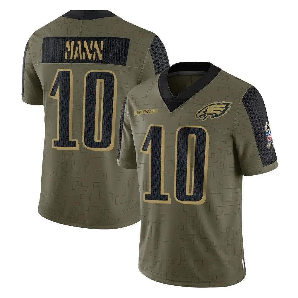P.Eagles #10 Braden Mann Player Olive Salute To Service Limited Game Edoa Stitched Jerseys
