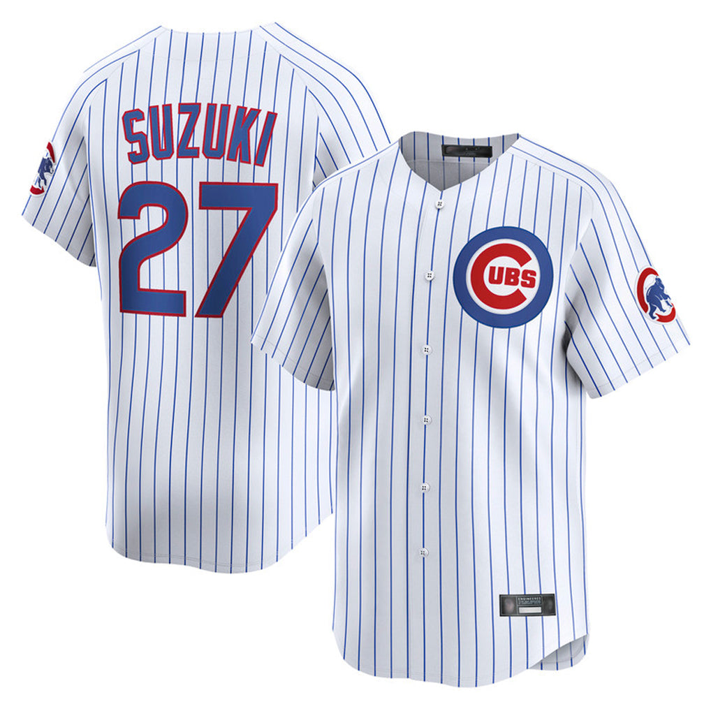 C.Cubs #27 Seiya Suzuki Player White Limited Home Game Edoa Stitched Jerseys