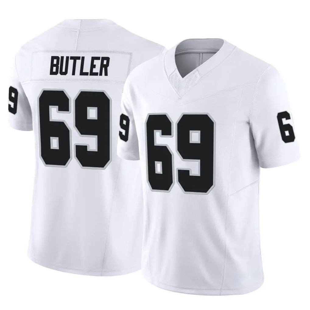 LV.Raiders #69 Adam Butler Player White Limited Vapor F.U.S.E. Home Game Edoa Stitched Jerseys