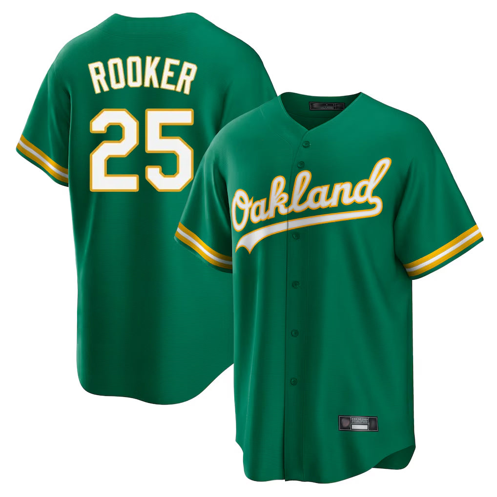 Athletics #25 Brent Rooker Player Kelly Green Home Game Edoa Stitched Jerseys