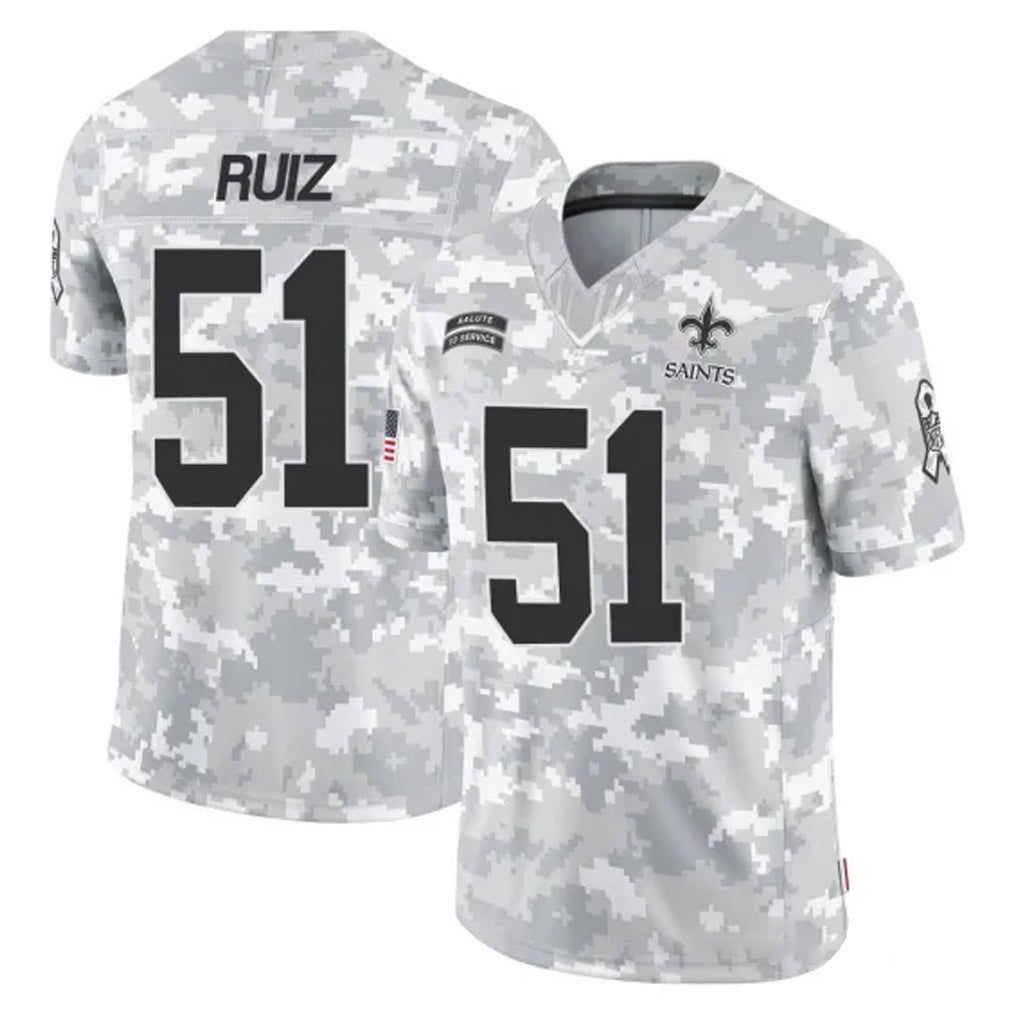 NO.Saints #51 Cesar Ruiz Player Arctic Camo Salute To Service Limited Game Edoa Stitched Jerseys