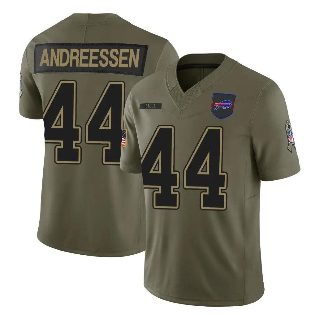 B.Bills #44 Joe Andreessen Player Olive Salute to Service Vapor F.U.S.E. Limited Edoa Stitched Jerseys