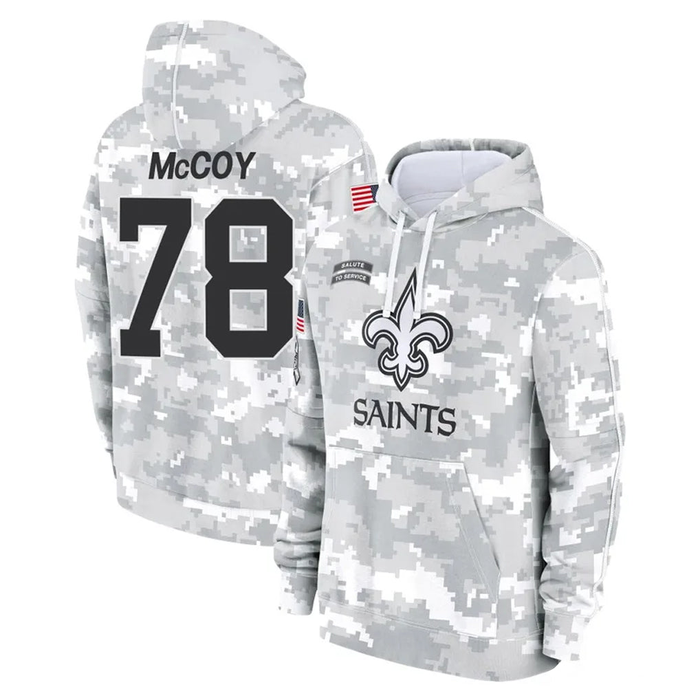 NO.Saints #78 Erik McCoy Player Arctic Camo Salute to Service Pullover Hoodies Limited Game Edoa Stitched Jerseys