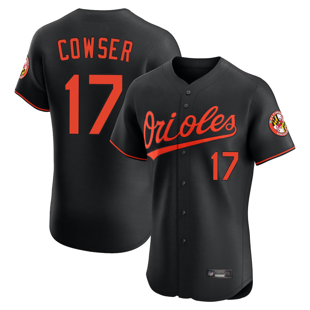 B.Orioles #17 Colton Cowser Player Black Limited Elite Home Game Edoa Stitched Jerseys