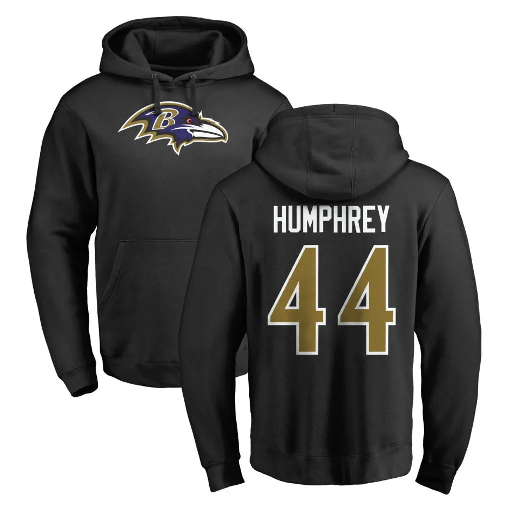 B.Ravens #44 Marlon Humphrey Player Black Pullover Hoodie Edoa Stitched Jerseys