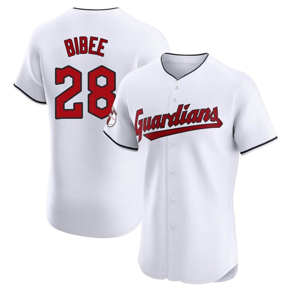 C.Guardians #28 Tanner Bibee Player White Limited Elite Home Edoa Stitched Jerseys