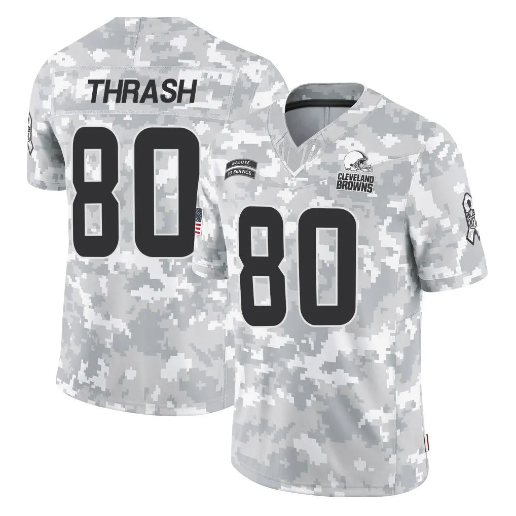 C.Browns #80 Jamari Thrash Player Arctic Camo Salute to Service Limited Home Game Edoa Stitched Jerseys