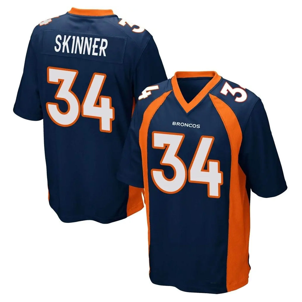 D.Broncos #34 JL Skinner Player Navy Game Edoa Stitched Jerseys