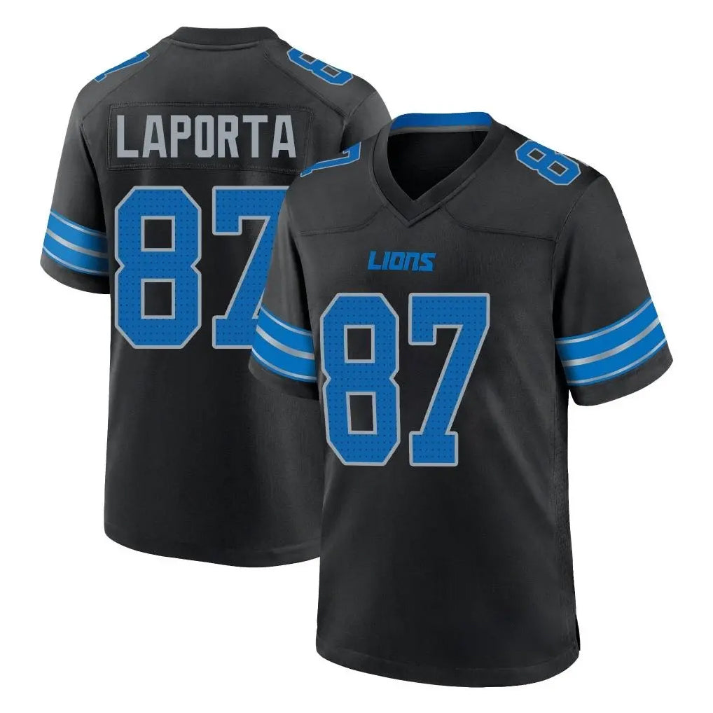 D.Lions #87 Sam LaPorta Player Black Alternate Home Game Edoa Stitched Jerseys