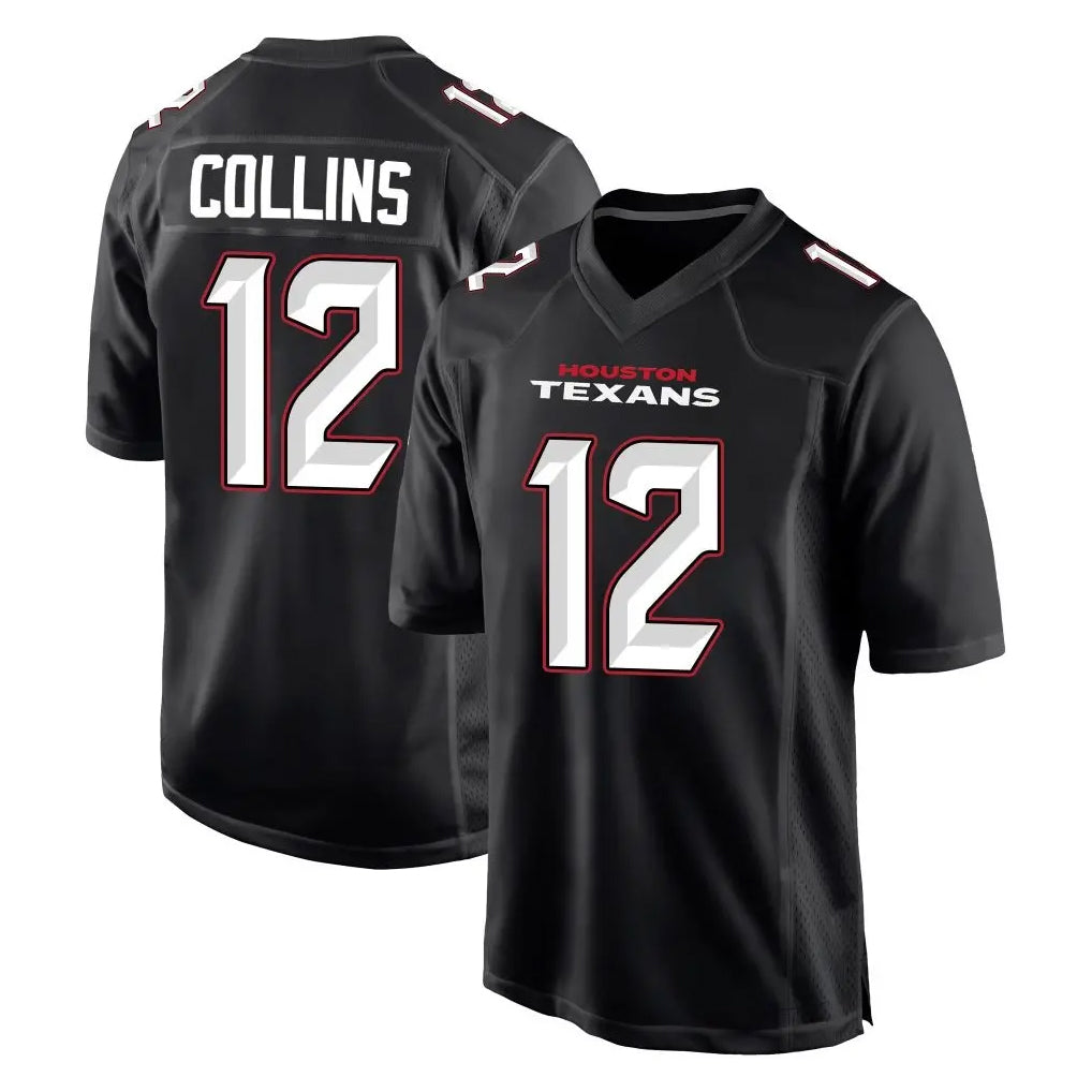 H.Texans #12 Nico Collins Player Carbon Black Fashion Home Game Edoa Stitched Jerseys
