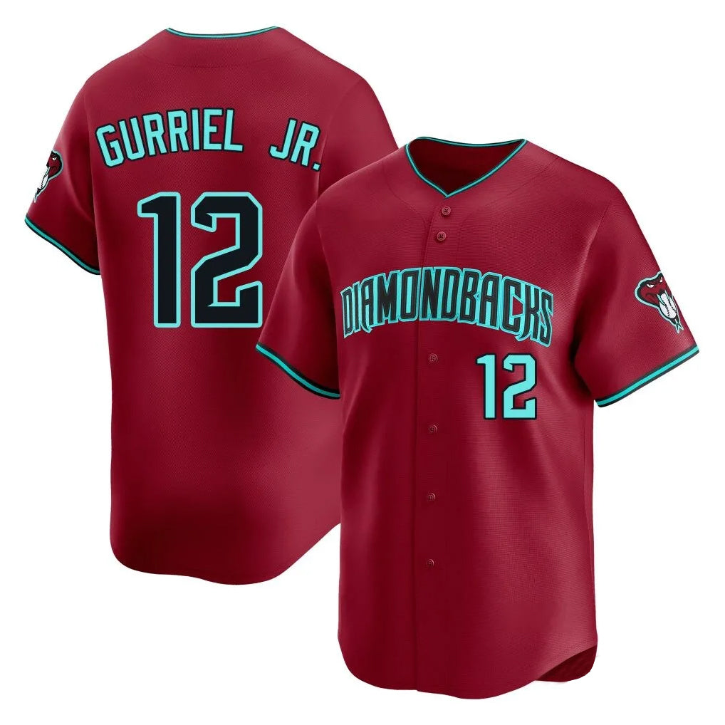 A.Diamondbacks #12 Lourdes Gurriel Jr Player Red Limited Home Game Edoa Stitched Jerseys