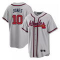A.Braves #10 Chipper Jones Player Gray Home Game Edoa Stitched Jerseys