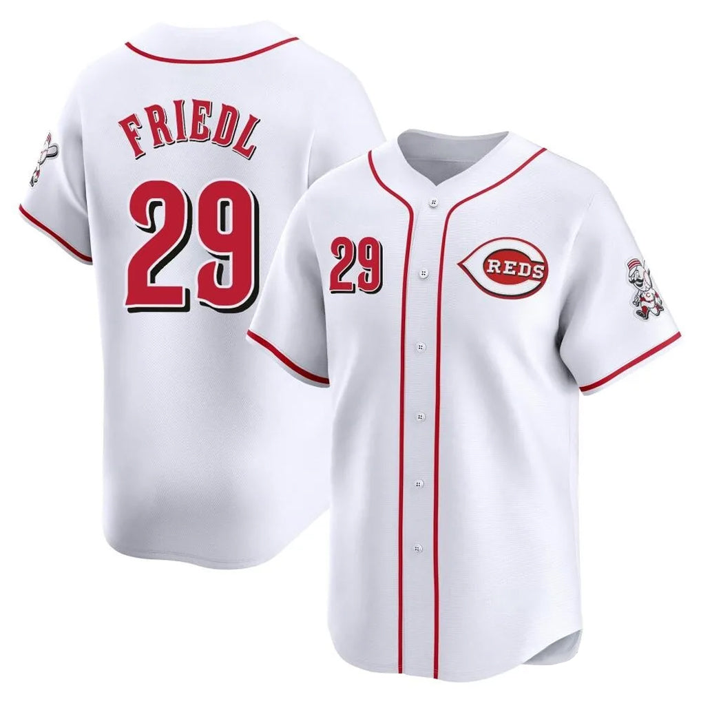C.Reds #29 TJ Friedl Player White Home Limited Edoa Stitched Jerseys