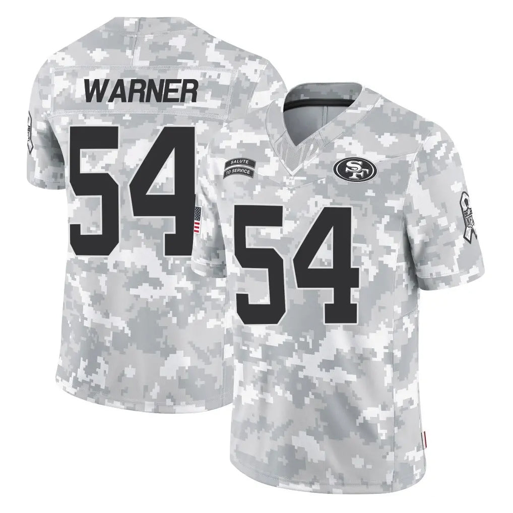 SF.49ers #54 Fred Warner Player Arctic Camo Limited Salute To Service Home Game Edoa Stitched Jerseys