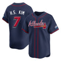 A.Braves #7 Ha-Seong Kim Player Navy 2025 Speedway Classic Home Game Edoa Stitched Jerseys