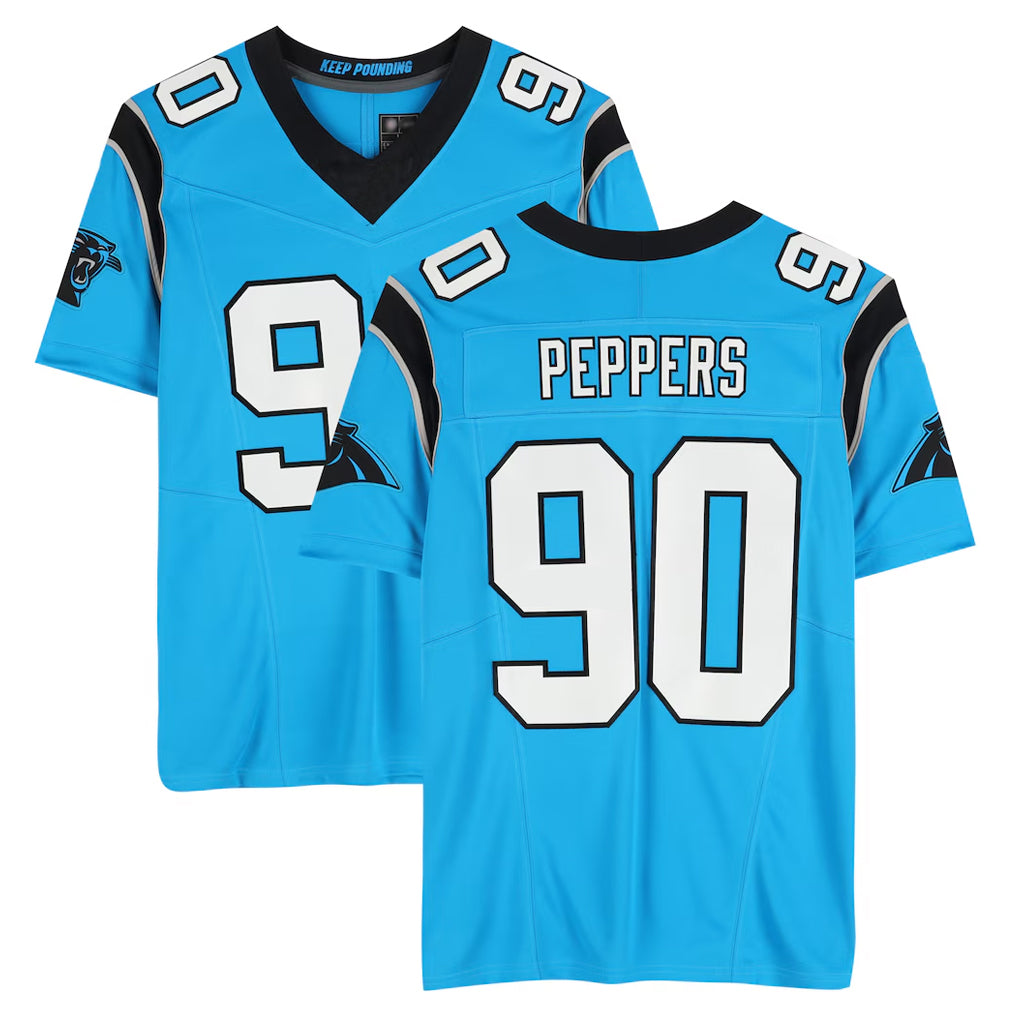 C.Panthers #90 Julius Peppers Player Blue Mitchell & Ness Legacy Replica Edoa Stitched Jerseys