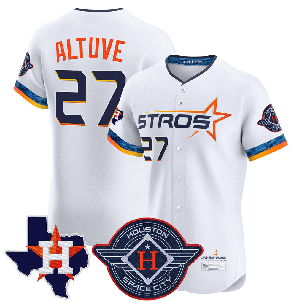 H.Astros #27 Jose Altuve Player White City Connect Texas Patch Vapor Premier Limited Elite Home Edoa Stitched Jerseys