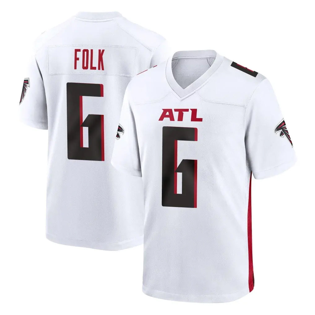 A.Falcons #6 Nick Folk Player White Home Game Edoa Stitched Jerseys