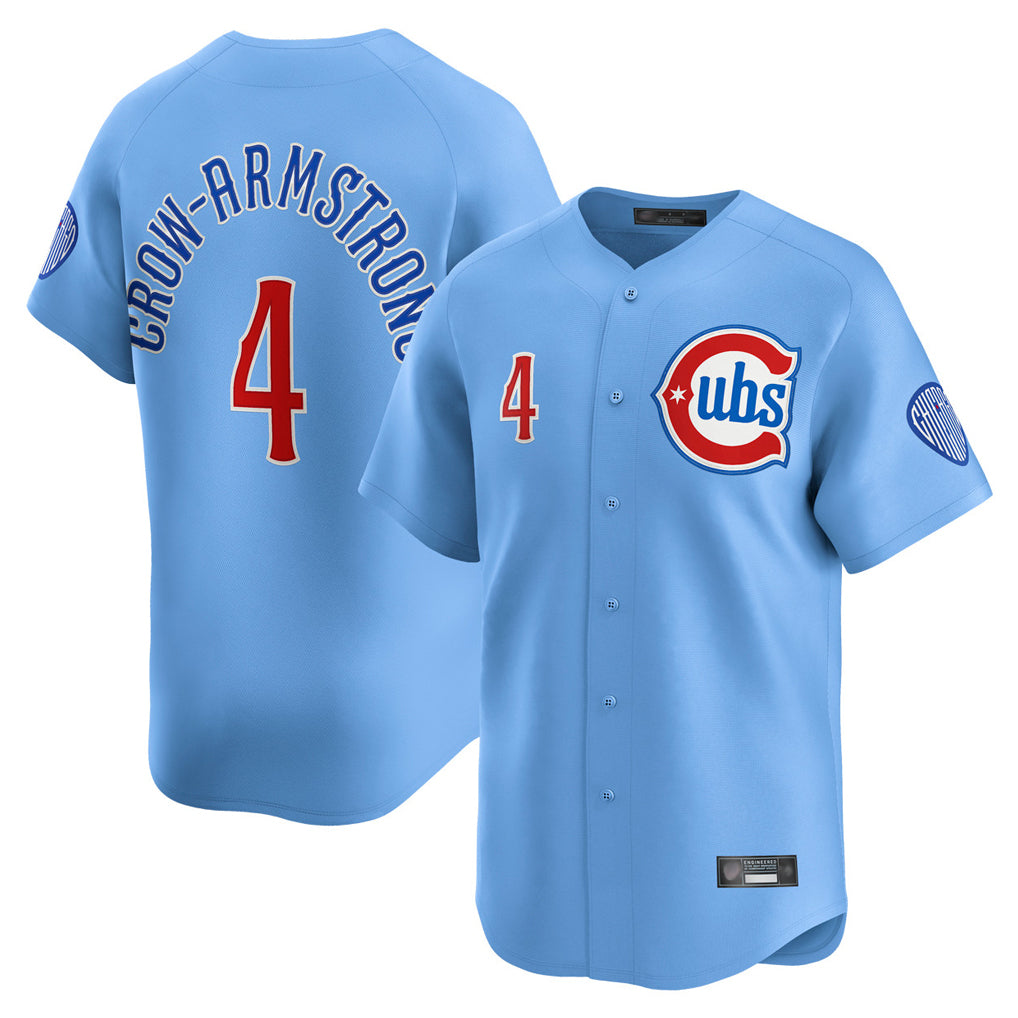 C.Cubs #4 Pete Crow-Armstrong Player Light Blue Limited Home Edoa Stitched Jerseys