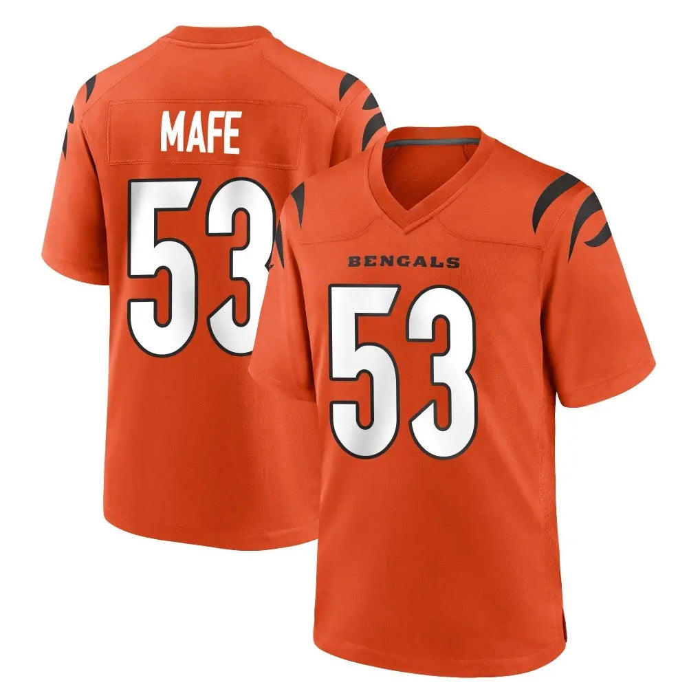 C.Bengals #53 Boye Mafe Player Orange Home Game Edoa Stitched Jerseys
