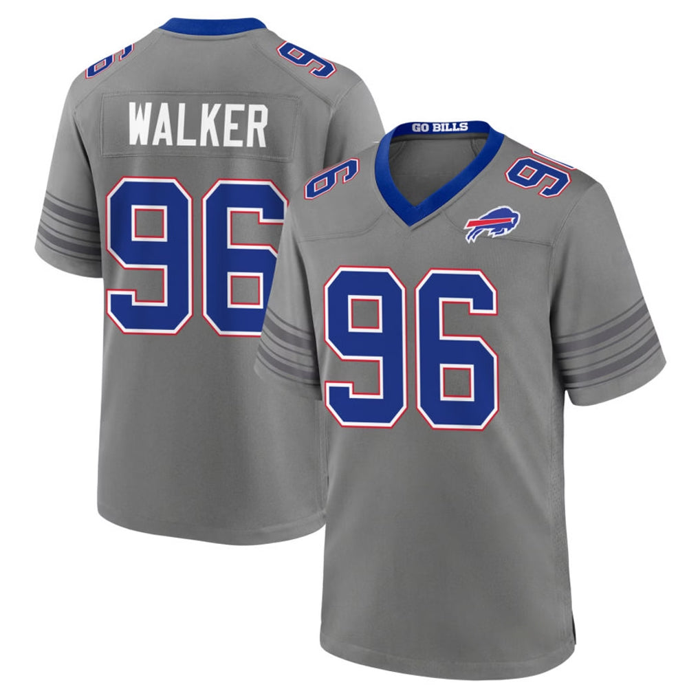 B.Bills #96 Deone Walker Player Gray Nickel City Home Game Edoa Stitched Jerseys